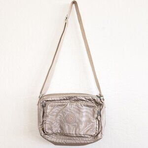 KIPLING Crossbody Quartz‎ Metallic Two Zipper Top Pocket Strap Y2K Purse READ